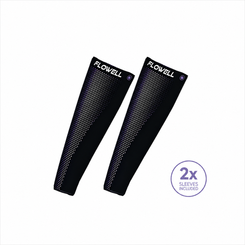Flowell: Two black arm sleeves with 'Flowell' branding on a white background.