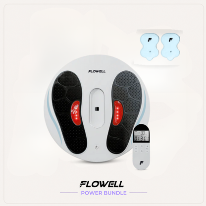 Flowell: Flowell power bundle with massage device and remote control on a white background