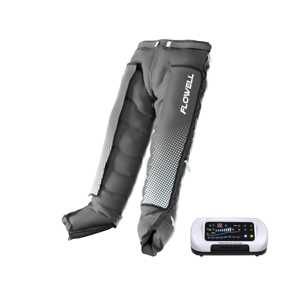 Flowell: Gray compression pants with a power unit on a white background, featuring the Flowell brand.