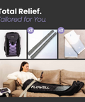 Flowell Prime Luxe Bundle - Product set with backpack, 2 extension straps, 2 thermosleeves and Home Deluxe Pants Set on a couch
