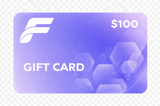 Flowell: Gift card with a brand logo and amount on a transparent background